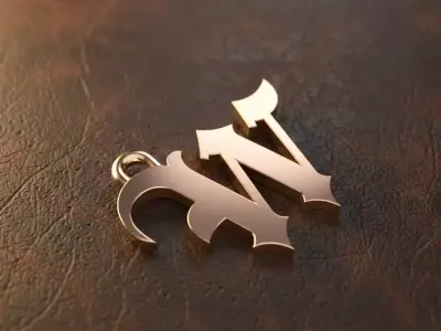 Gothic Letter W Pendant 3D print model
