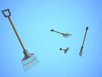 RAKE CARTOON STYLIZED Low-poly 3D model