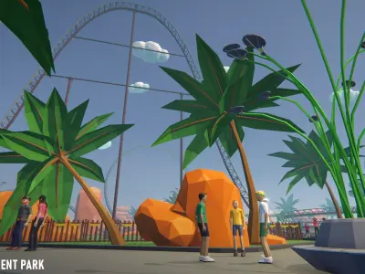 Amusement park - low poly style Low-poly 3D model