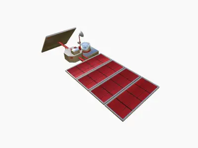 Satellite J10 China - SciFi Space Design Low-poly 3D model