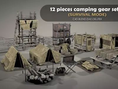 Survival Camping Gear Set 3D model