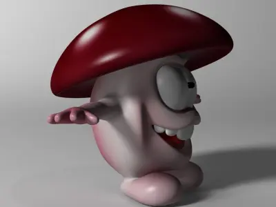 Cartoon Mushroom Character Rigged and Animated  Low-poly 3D model