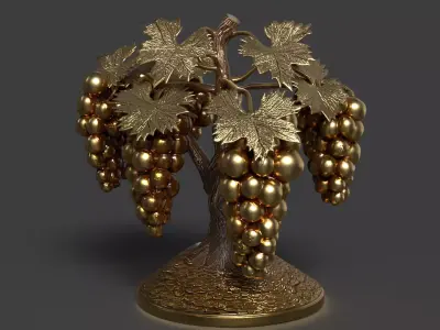 Chinese Golden Grape Figure  Low-poly 3D model