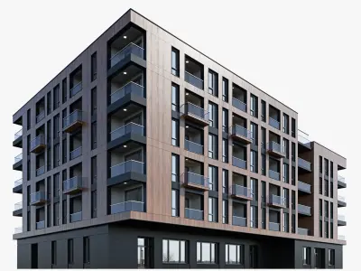 Modern residential building 17 3D model