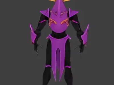 Purple Gold Alien Insectoid Warrior  Low-poly 3D model