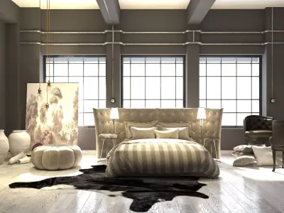  BEDROOM LOFT REAL Low-poly 3D model