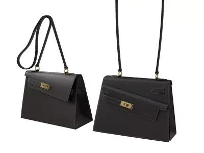 Hermes Kelly Sellier en Desordre Black Low-poly 3D model