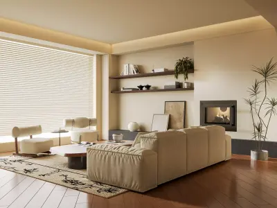 Modern living room 3D model 3D model