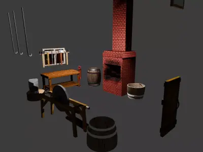 Blacksmith Forge Low-poly 3D model