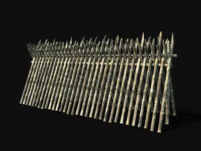 BAMBOO PALISADE FENCE WALLS SURVIVAL GUARD FORT CONSTRUCTION AAA Low-poly 3D model