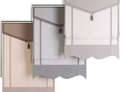Roman Blinds Curtain Set Low-poly 3D model