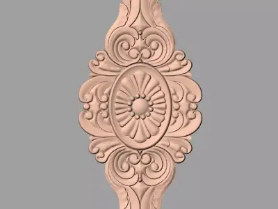Bed door flower 3D relief STL model for CNC engraving E539 3D model