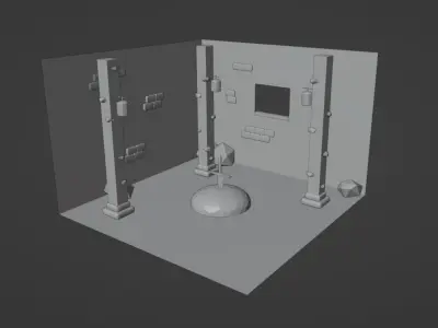 Low Poly dark dungeons room Free low-poly 3D model