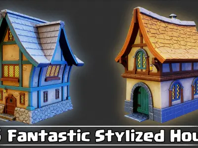 15 Fantastic Stylized Houses Game Ready VOL01 Low-poly 3D model