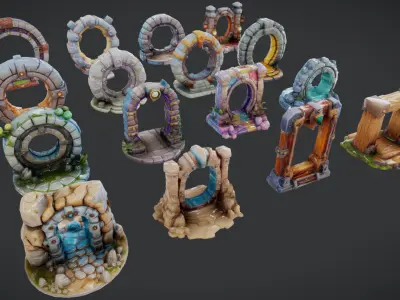 Low Poly Portal - 3D Model Pack Low-poly 3D model