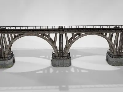 Modular River Railway Bridge 3D model