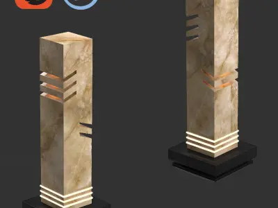 light01 table lamp with marble base Low-poly 3D model