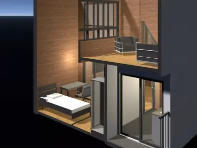 Apartment room in section cut 25-66 3D model