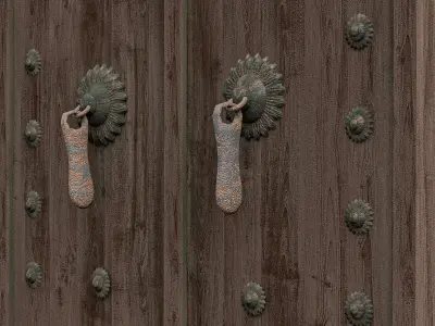 Old door no-1 Low-poly 3D model