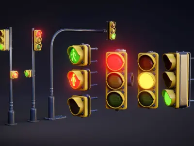 Traffic Lights - Stylized Pack Low-poly 3D model