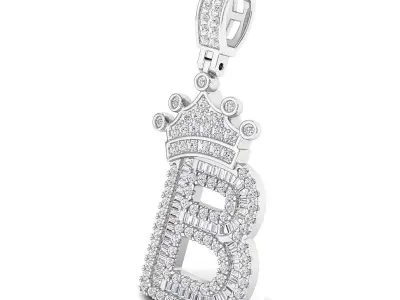 Crown Initial  B  Letter Pendant 3D print model