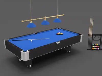 8 Ball Pool Table Setting Blue 3D model