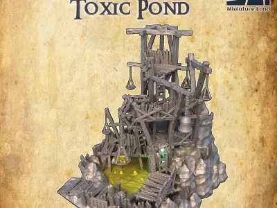 Ratman Toxic Pond Tabletop Terrain 28 MM 3D print model