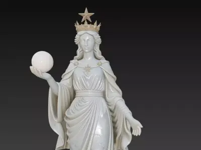 Celestial Star Goddess - Marble Oracle Statue Radiant Sphere 3D print model