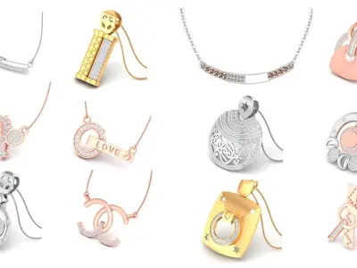 67 Cocktail Diamond Pendant Collection 3dm stl renders 3D Model 3D print model