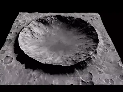 Moon Terrain Recent Impact Crater Blender FBX 4K maps 3D model