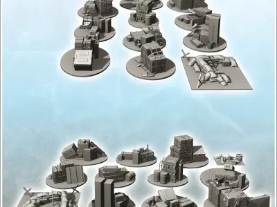 Set of battlefield accessories with ammunition boxes 1 3D print model