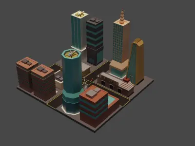 City in peace  Free low-poly 3D model