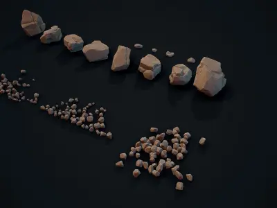 Stylized Gray Stone Small PBR  Low-poly 3D model