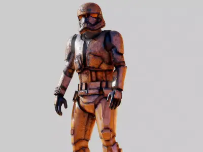 Desert Trooper RIGGED Low-poly 3D model