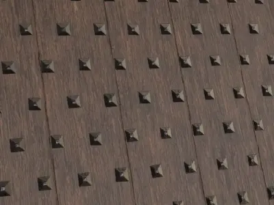 Medieval Studded Dark Wood Planks PBR Seamless Texture