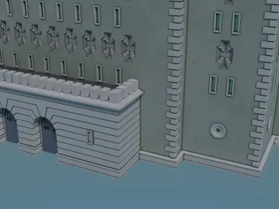 Reichsbahn Berlin Castle Concrete 2 Low-poly 3D model