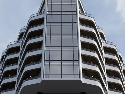 Modern residential building 12 3D model