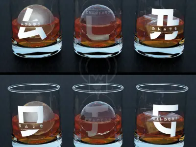 Monogram Whisky tumbler glass V3 japanese 3D model