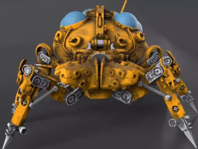 Mechanical Spider Low-poly 3D model