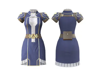 Female Steampunk Cosplay Dress Outfit Low-poly 3D model