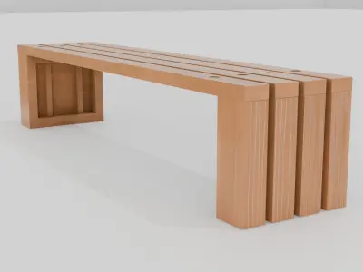 Outdoor Wooden Bench 3  Low-poly 3D model