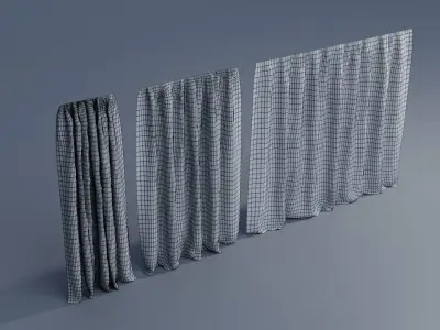 Curtains Low-poly 3D model 3