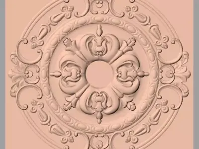 Furniture decoration round flower 3D STL model for CNC E902 3D model