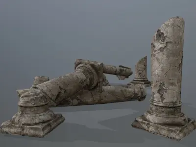 broken pillar Low-poly 3D model
