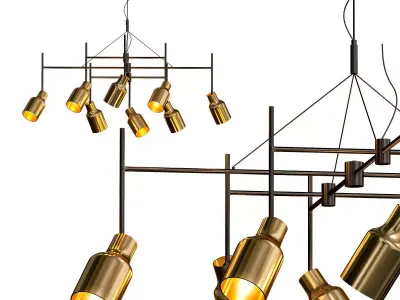 SUPER 8 chandelier made of metal and brass 3D model