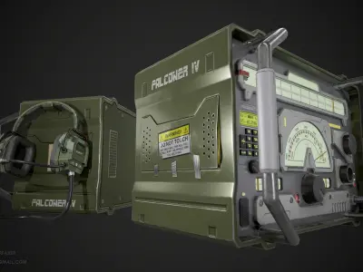 Sci-Fi Military Radio  Low-poly 3D model