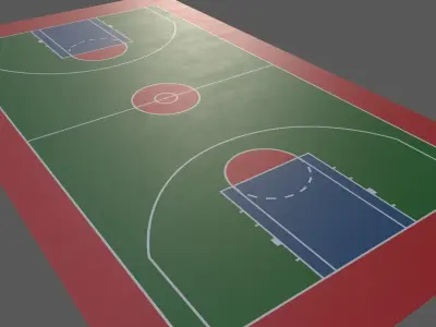 PBR Basketball Court Floor Low-poly 3D model