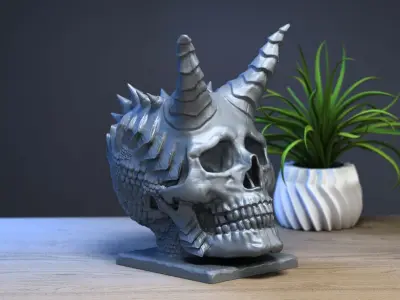 Skull dragon pen holder Cyborg pen holder 3D print model