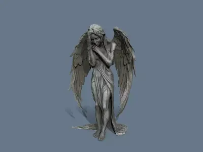 angel statue  Low-poly 3D model