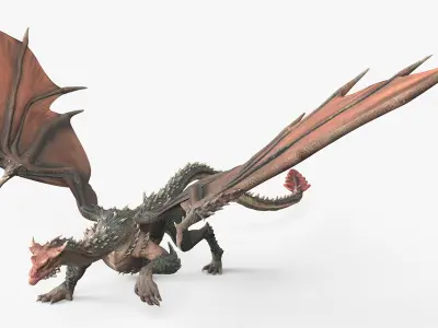  Fantasy Dragon Walking Animated Rigged For Maya 
